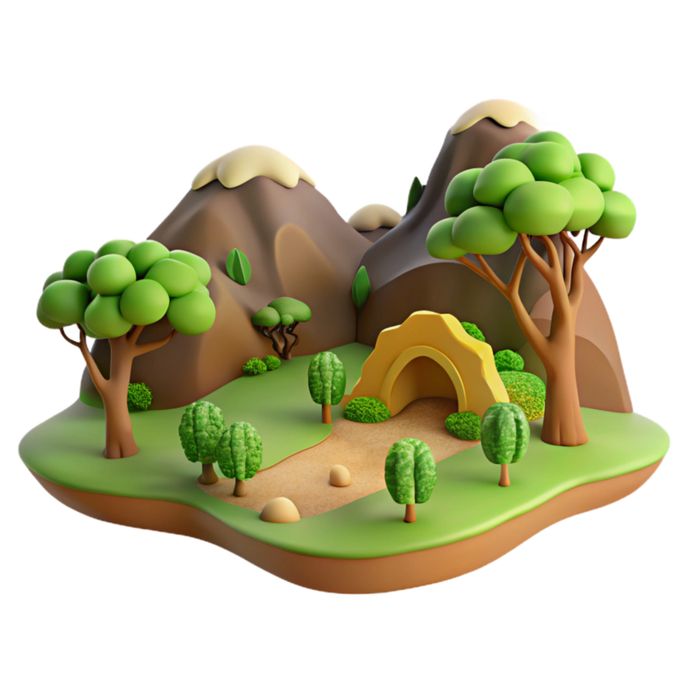 magnificent vintage Country Landscape Scene Cutout with Trees and Hills detailed png