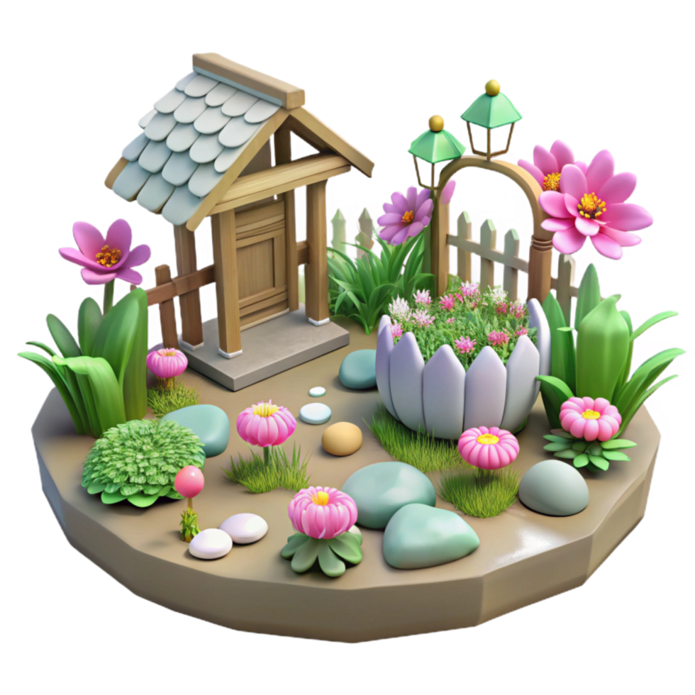 vibrant traditional Country Garden Transparent with Flowers detailed png
