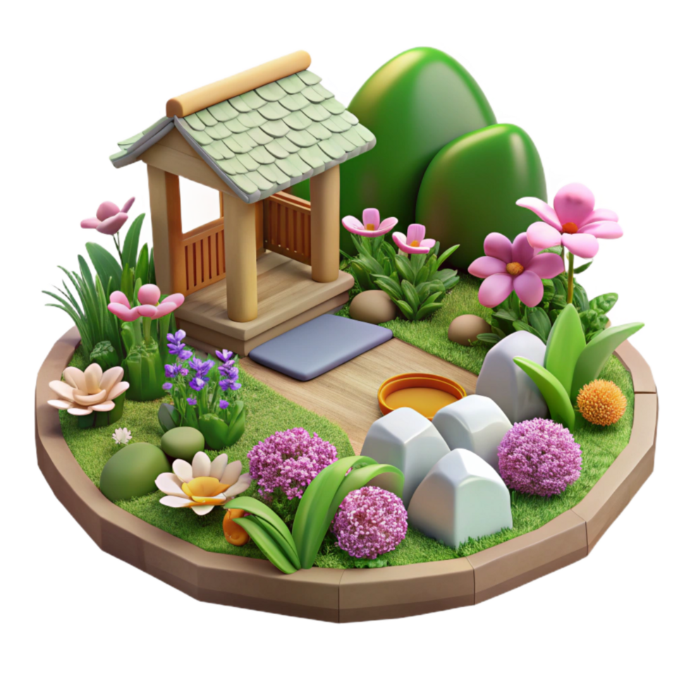 Country Garden Transparent with Flowers png