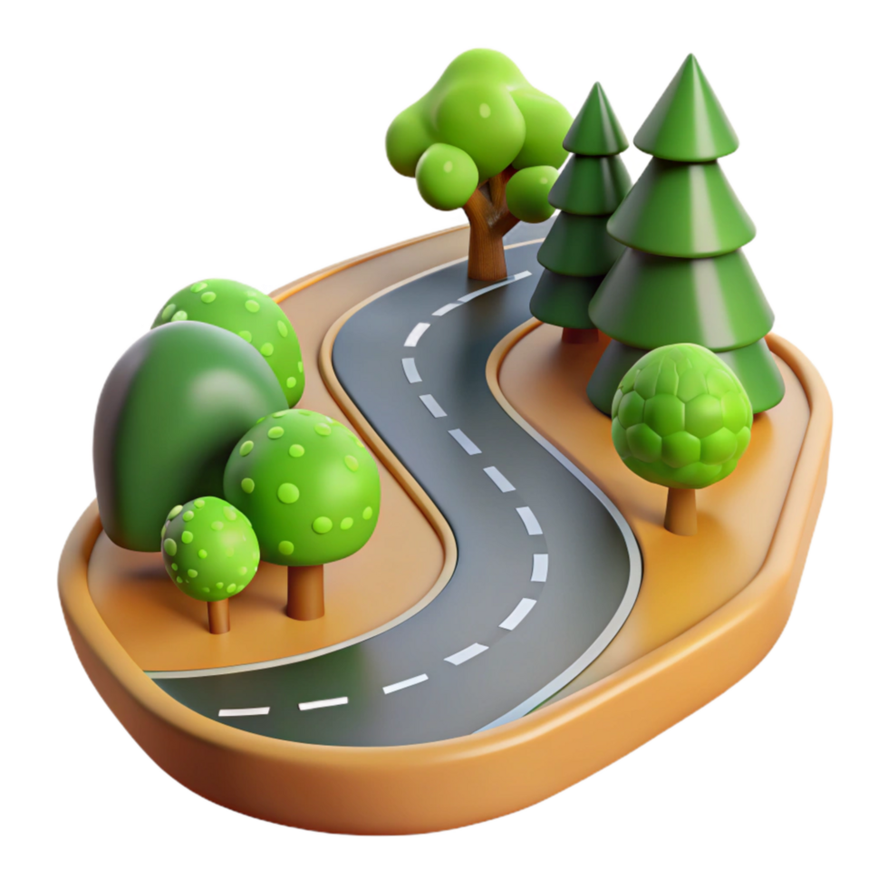 elegant traditional Country Road Bend Isolated with Trees detailed png