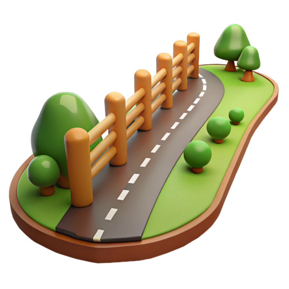 elegant traditional Country Road with Fence Transparent Background high quality png