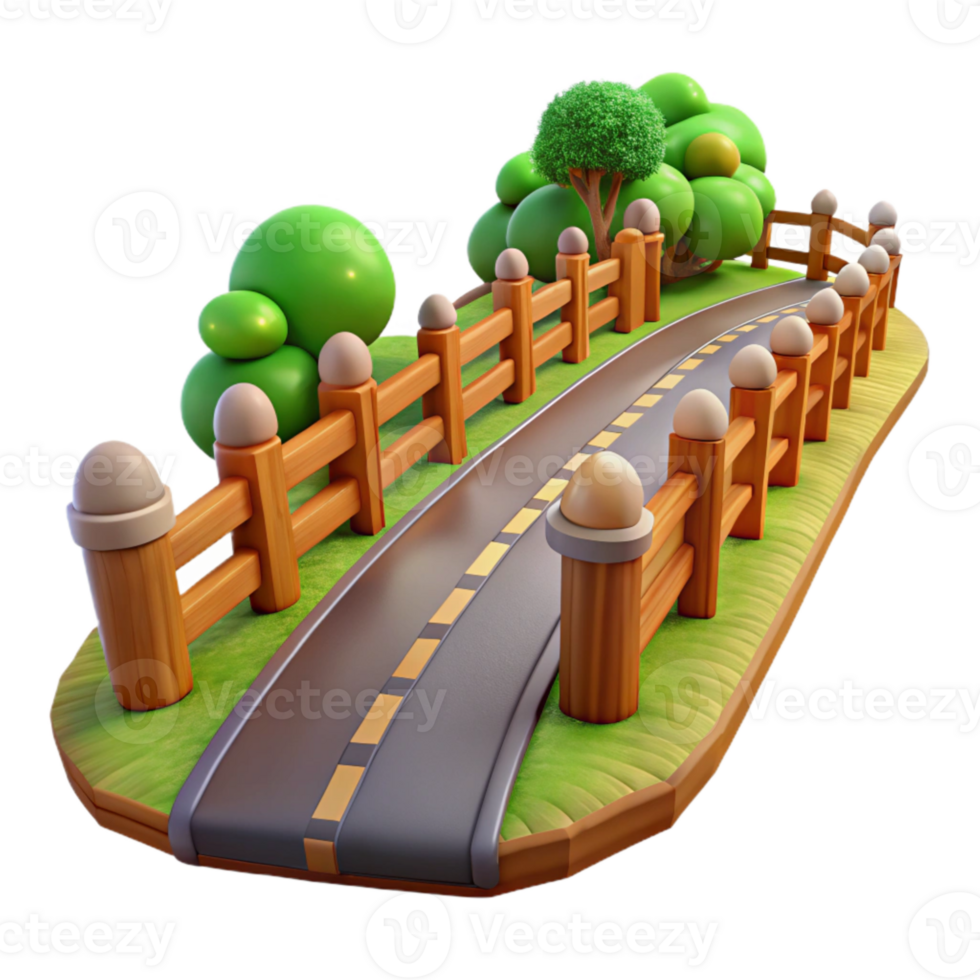 wonderful artistic Country Road with Fence Transparent Background authentic png