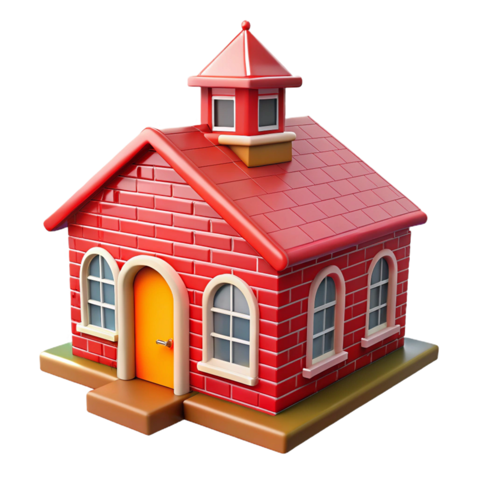 impressive traditional Country Schoolhouse Isolated with Bell Tower professional png