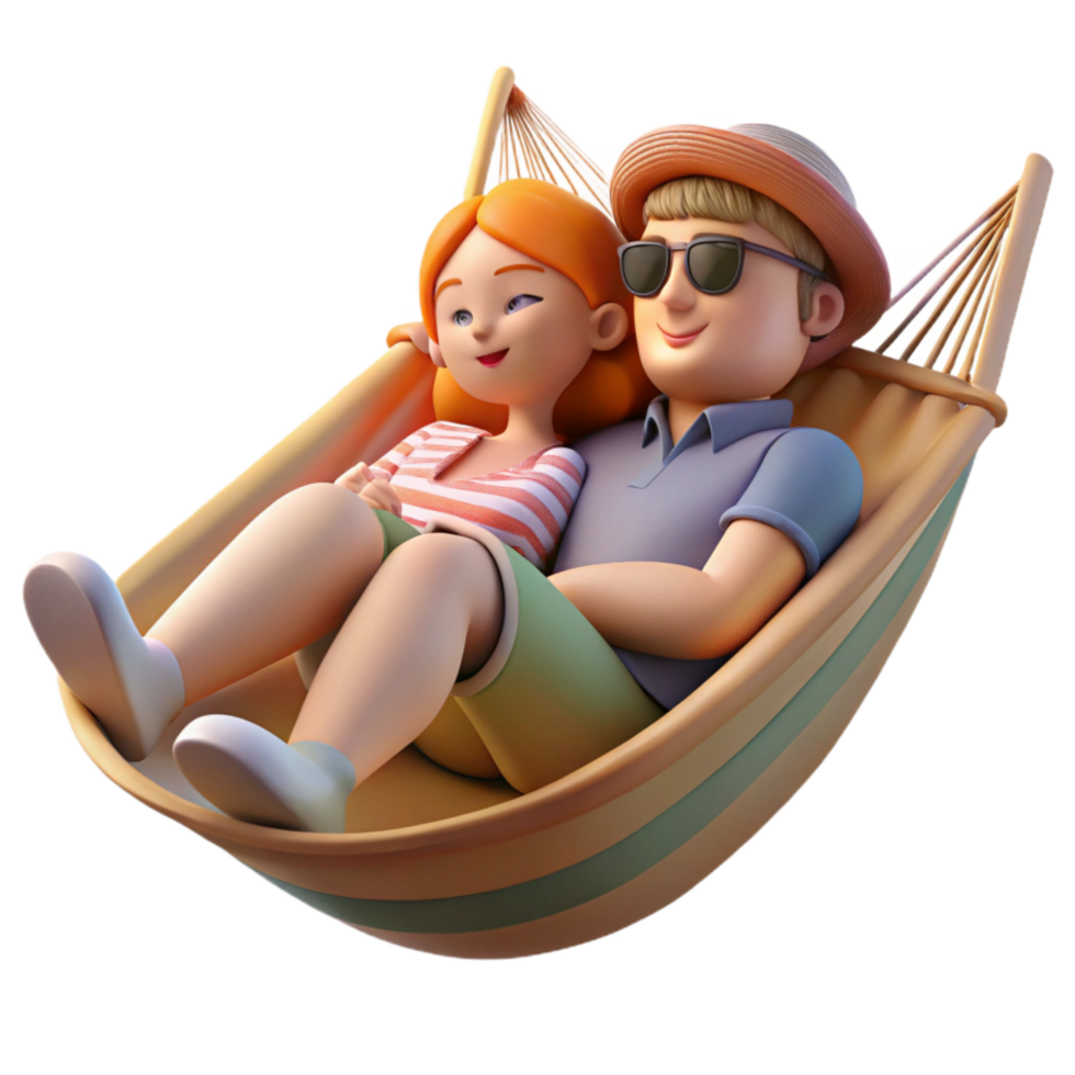 beautiful abstract Couple Relaxing in Hammock Transparent Background detailed png