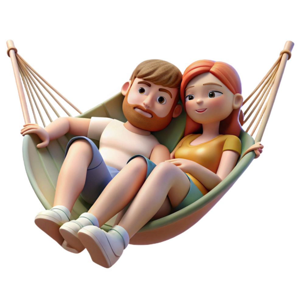 dramatic creative Couple Relaxing in Hammock Transparent Background png