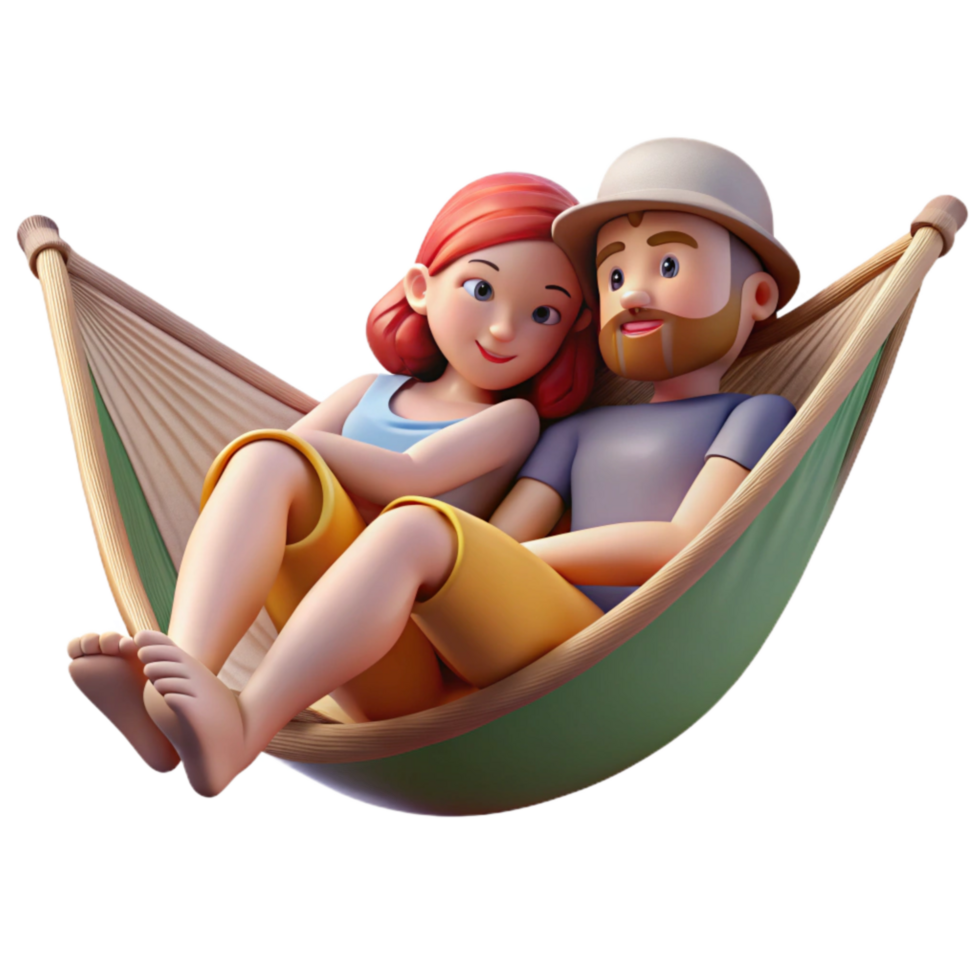 Couple Relaxing in Hammock Transparent Background png
