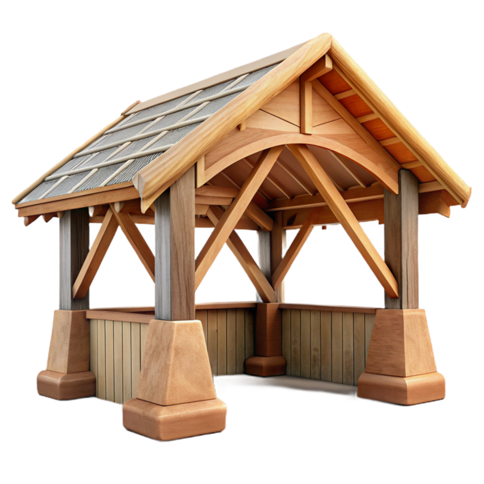elegant rustic Covered Bridge Cutout with Wooden Beams png