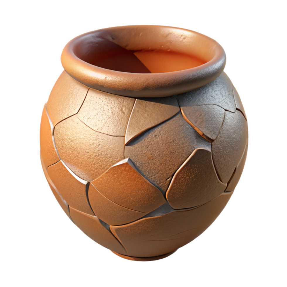 impressive contemporary Cracked Pottery Repair Clay Slip Application Transparent Background high resolution png