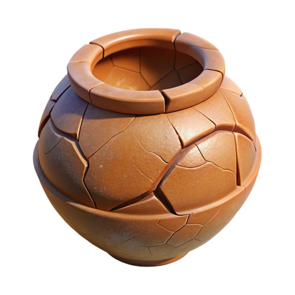 dramatic creative Cracked Pottery Repair with Clay Isolated premium png