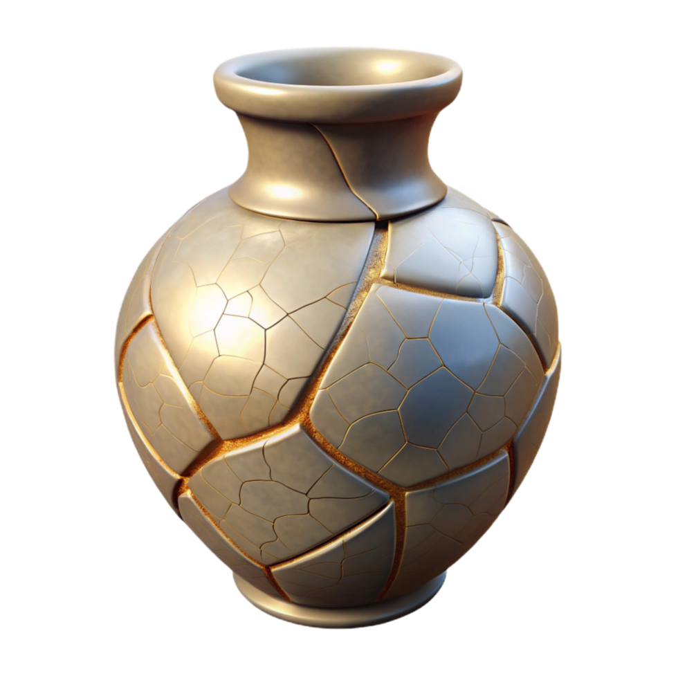 serene classic Cracked Vase Repair Kintsugi Technique Transparent Background high quality png