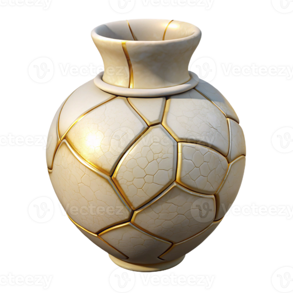 elegant modern Cracked Vase Repair Kintsugi Technique Transparent Background high quality png