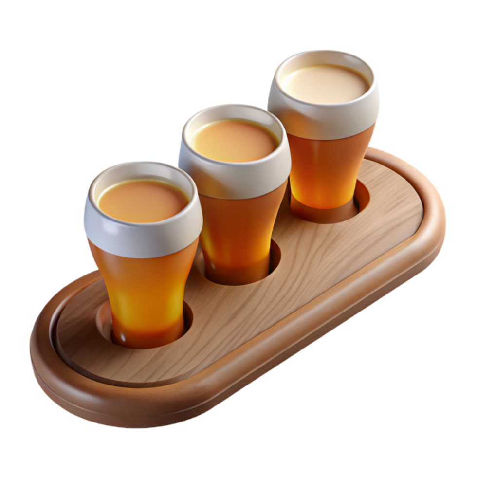 serene traditional Craft Beer Tasting Paddle with Glasses Transparent Background high quality png