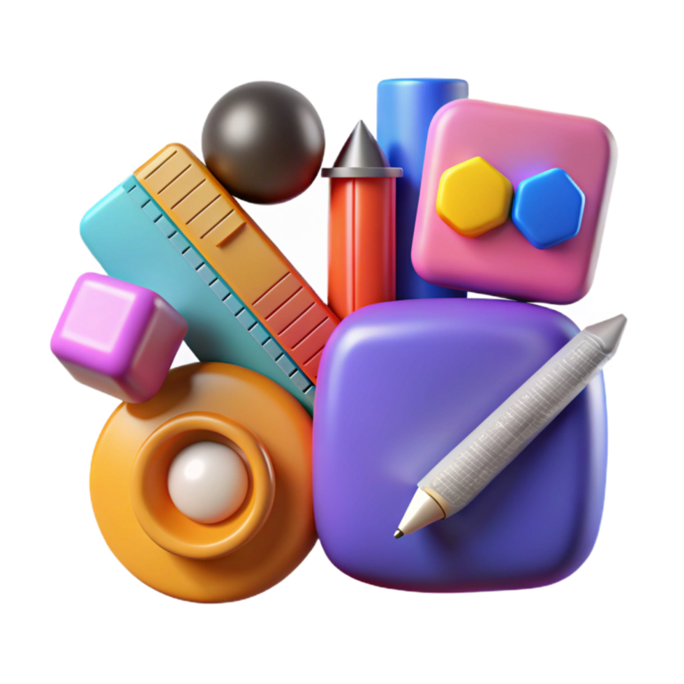 elegant contemporary Creative Design Tools Icons Set Colorful Isolated original png