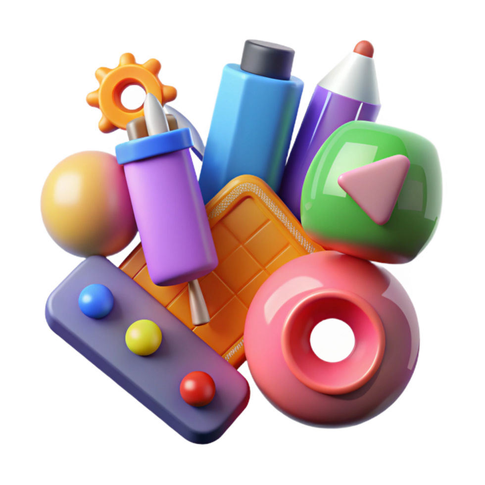 wonderful minimalist Creative Design Tools Icons Set Colorful Isolated png