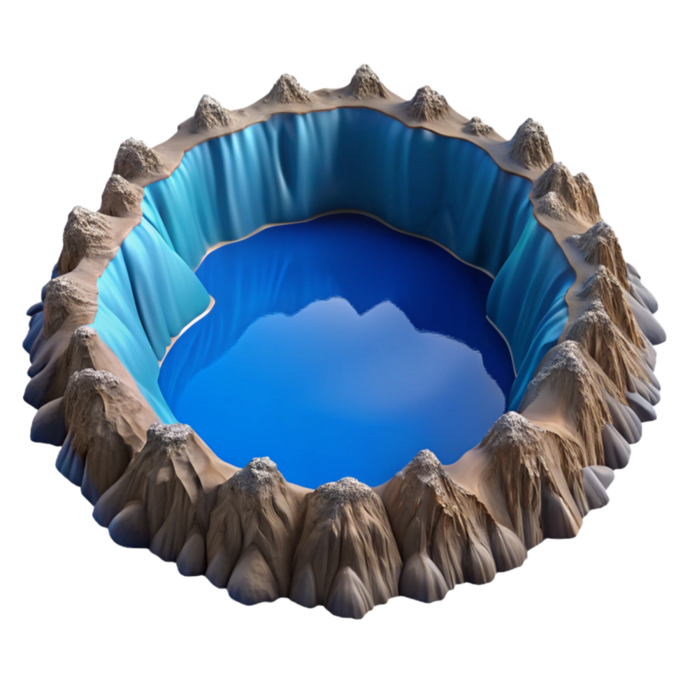 elegant contemporary Crater Lake Oregon Deep Blue Water Isolated Element premium png