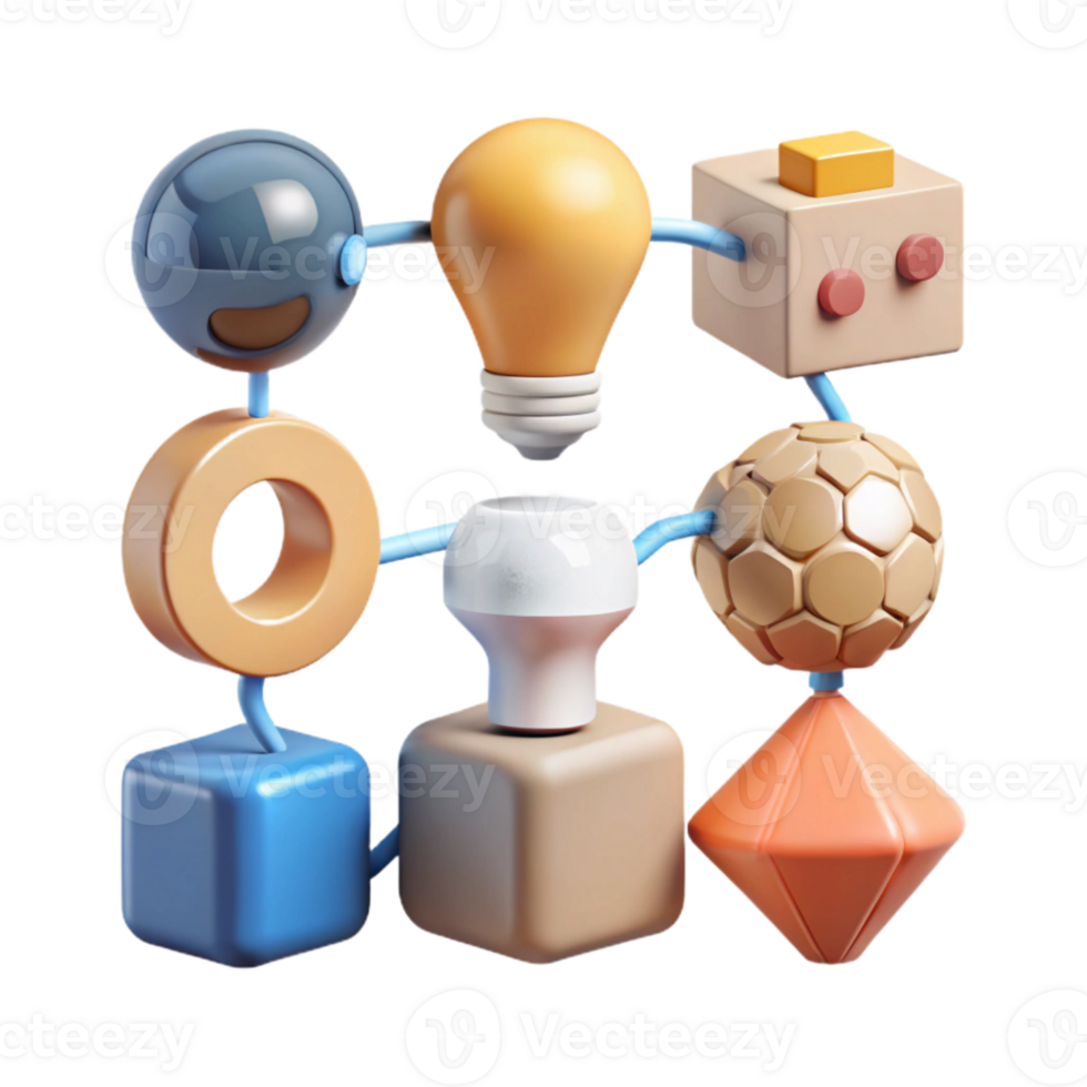 vibrant creative Creative Process Stages Icons Linear Style Isolated original png