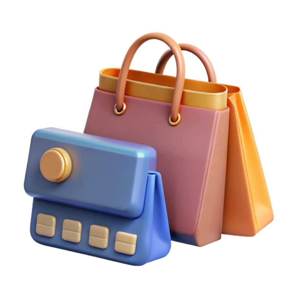 dramatic traditional Credit Card and Shopping Bags Isolated original png