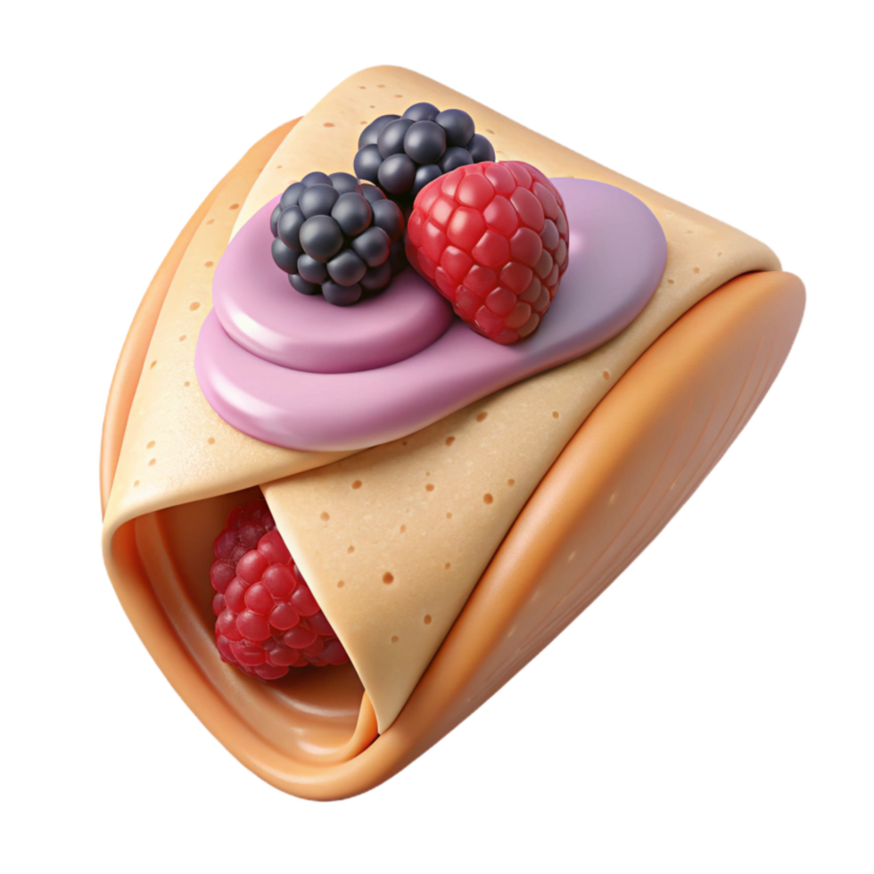 beautiful creative Crepe with Berries Sweet Filling Transparent Background high quality png