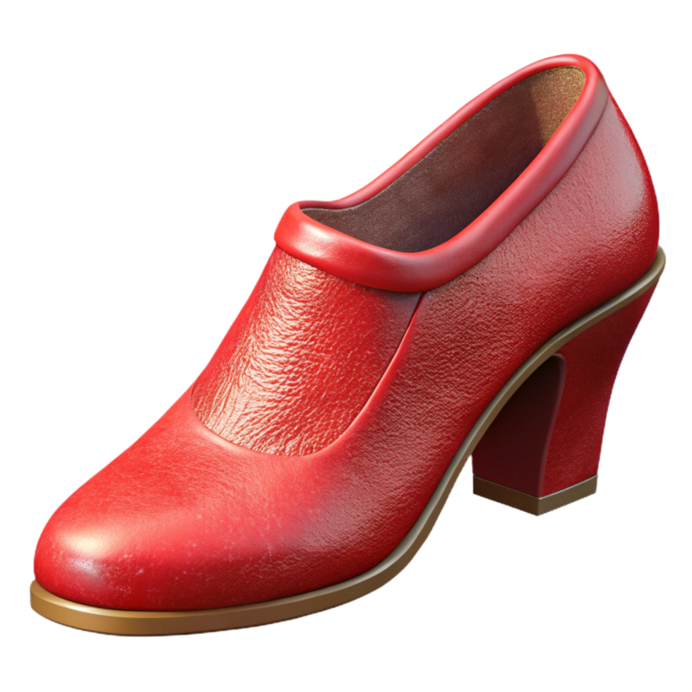 serene creative Crimson Red Leather Shoe Side View Isolated premium png