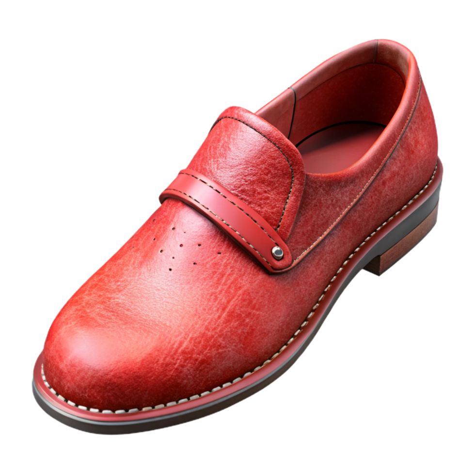 serene rustic Crimson Red Leather Shoe Side View Isolated png