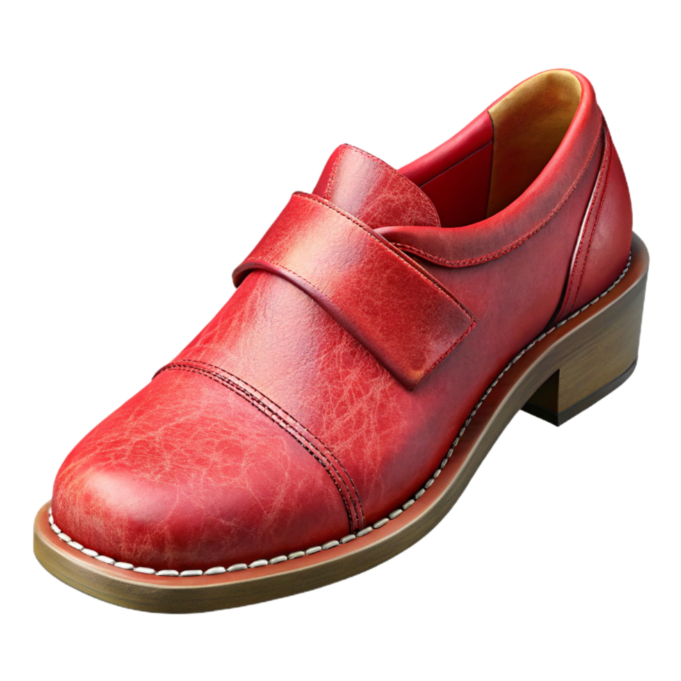 serene creative Crimson Red Leather Shoe Side View Isolated genuine png