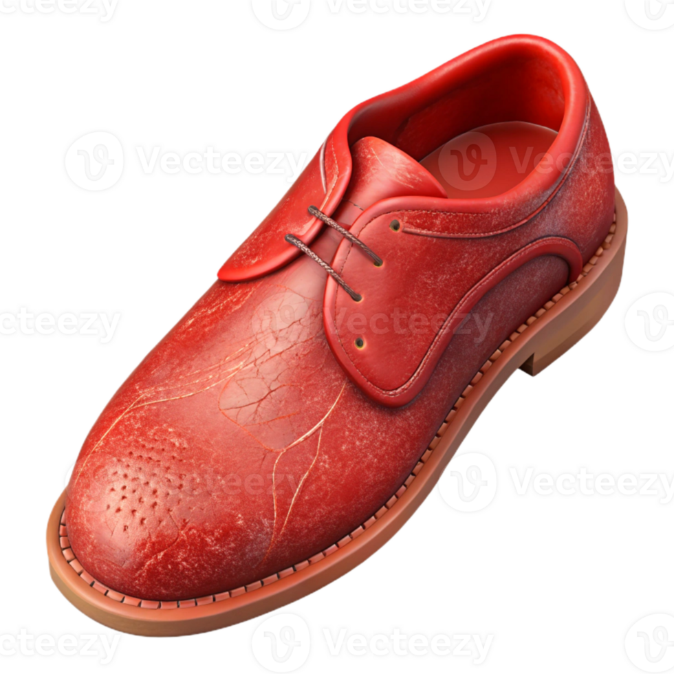 extraordinary abstract Crimson Red Leather Shoe Side View Isolated professional png