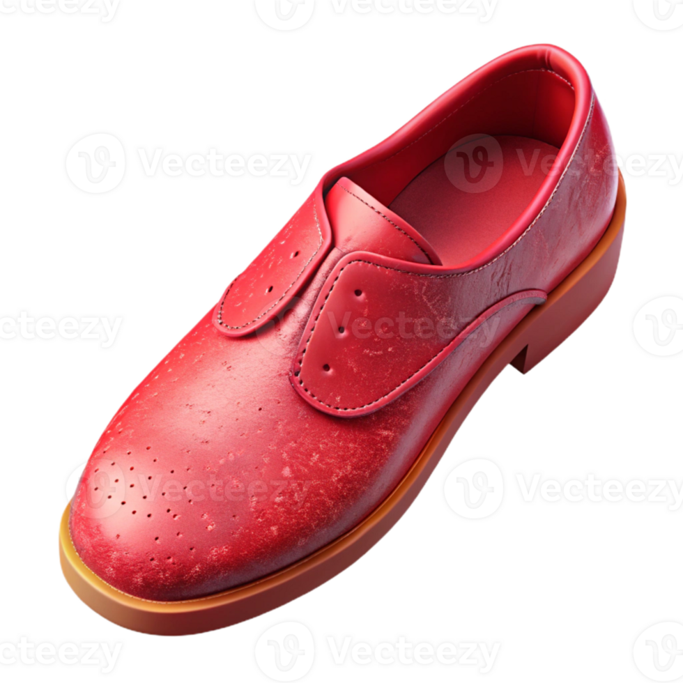 vibrant modern Crimson Red Leather Shoe Side View Isolated detailed png