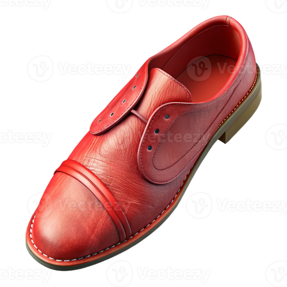 stunning traditional Crimson Red Leather Shoe Side View Isolated premium png