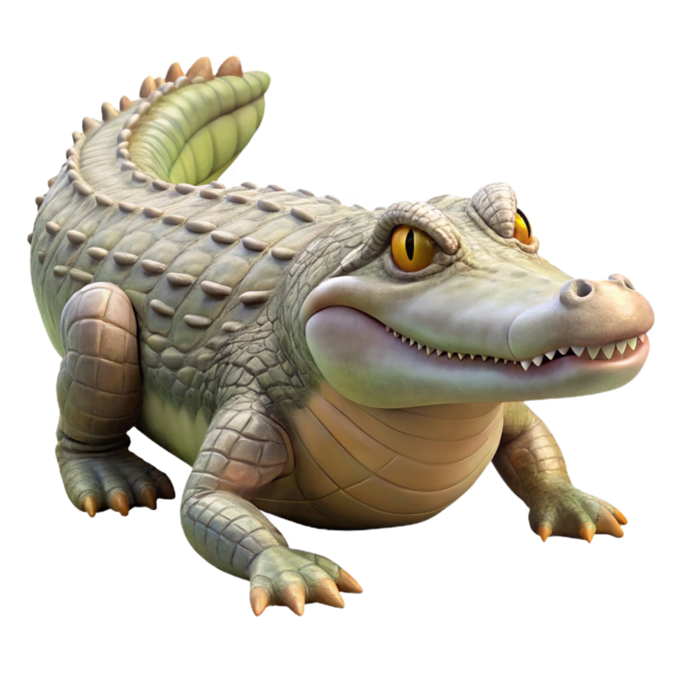 impressive contemporary Crocodile Basking in Sun Isolated png