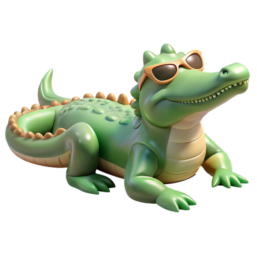 elegant rustic Crocodile Sunbathing Isolated high quality png