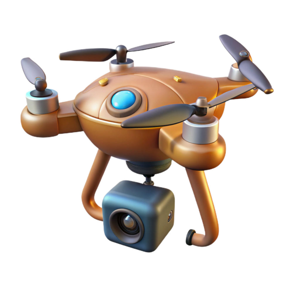 impressive creative Crop Monitoring Drone with Camera Bottom View Isolated png