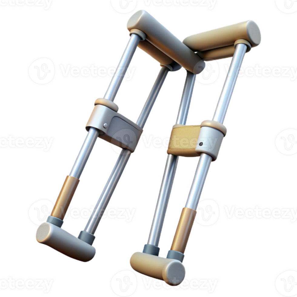 dramatic minimalist Crutches Medical Aid Side View Transparent Background high resolution png