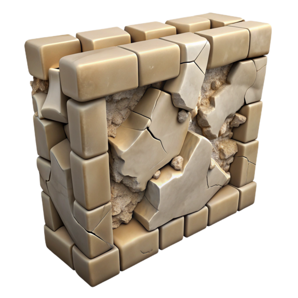 magnificent minimalist Crumbling Wall Section Texture Closeup Cutout high resolution png