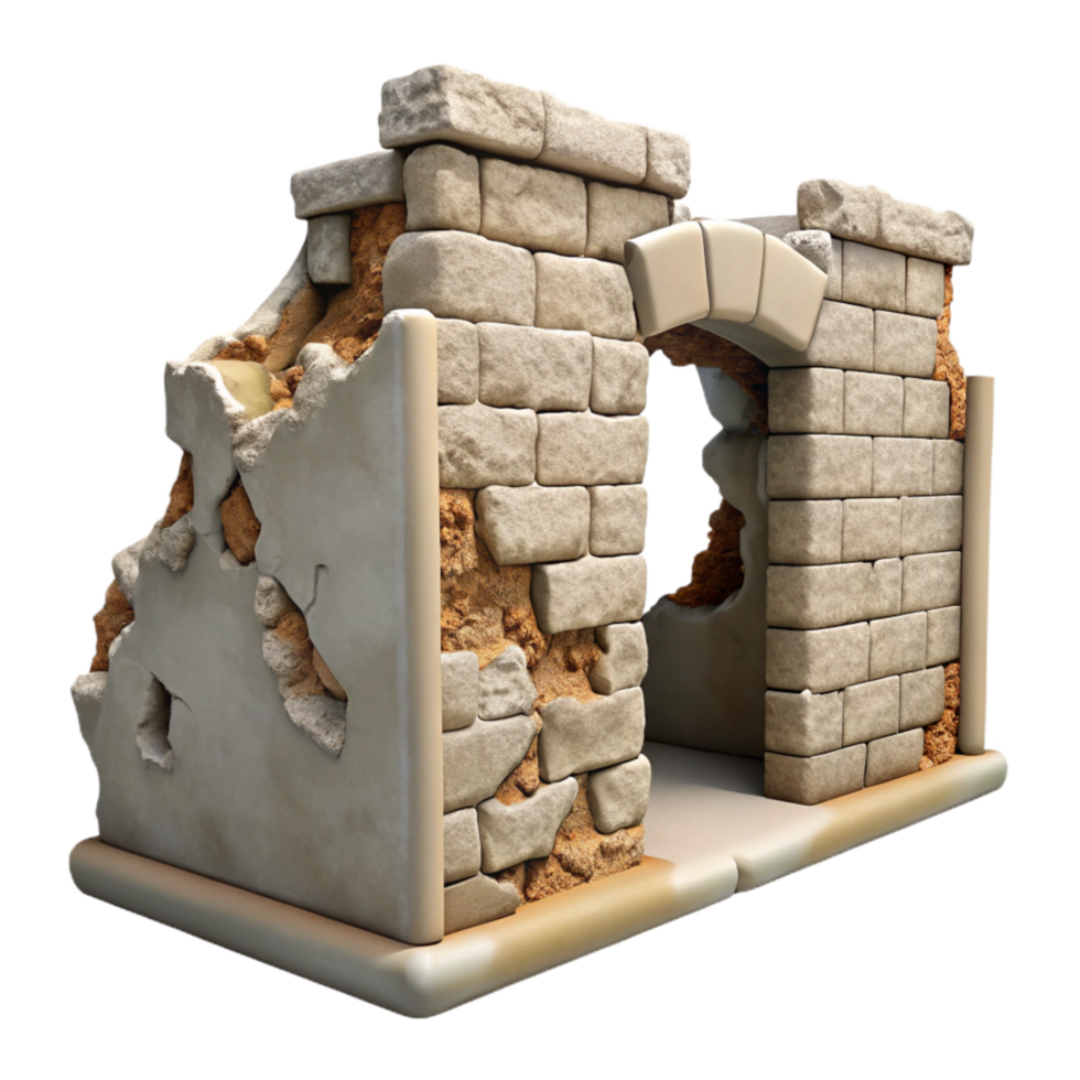 Crumbling Wall Section Transparent Background Isolated png