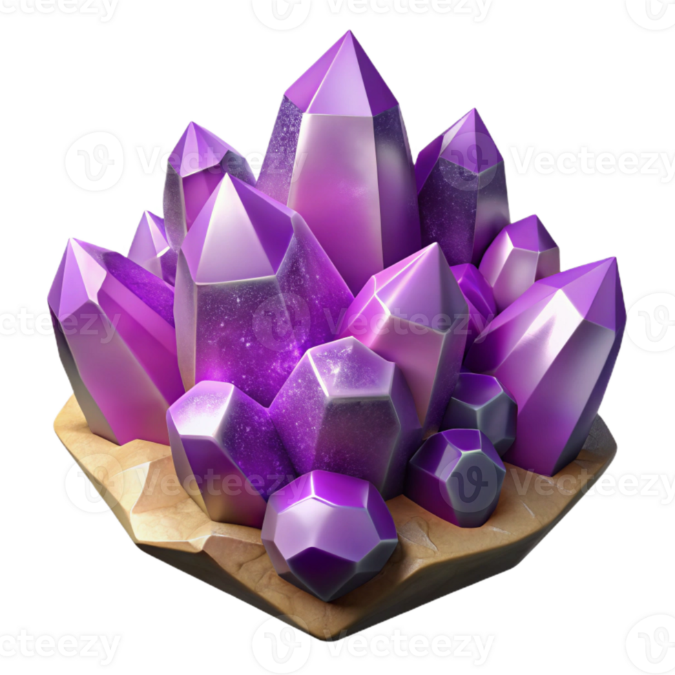 serene minimalist Crystal Geode Amethyst Purple Crystals Cutout detailed png