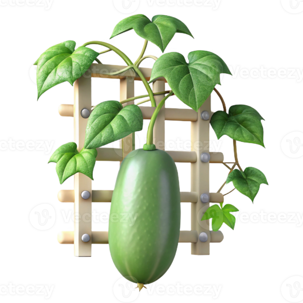 serene modern Cucumber Plant Climbing Trellis Close Up Cutout exclusive png