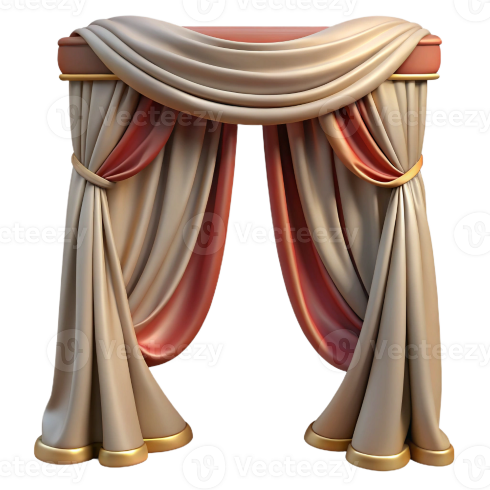 magnificent traditional Curtains Draped Fabric Detail Isolated authentic png