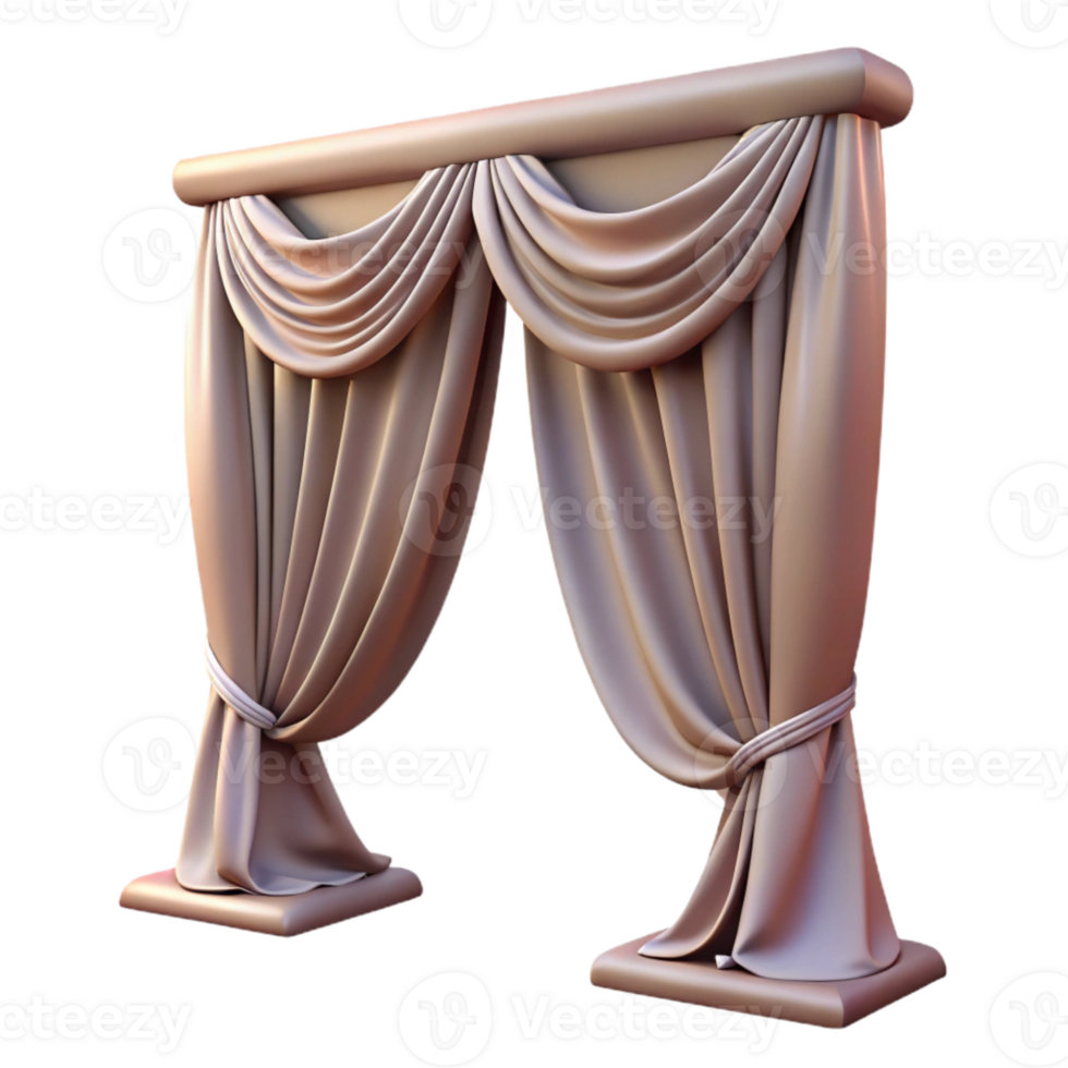 serene rustic Curtains Draped Isolated on Transparent Background authentic png