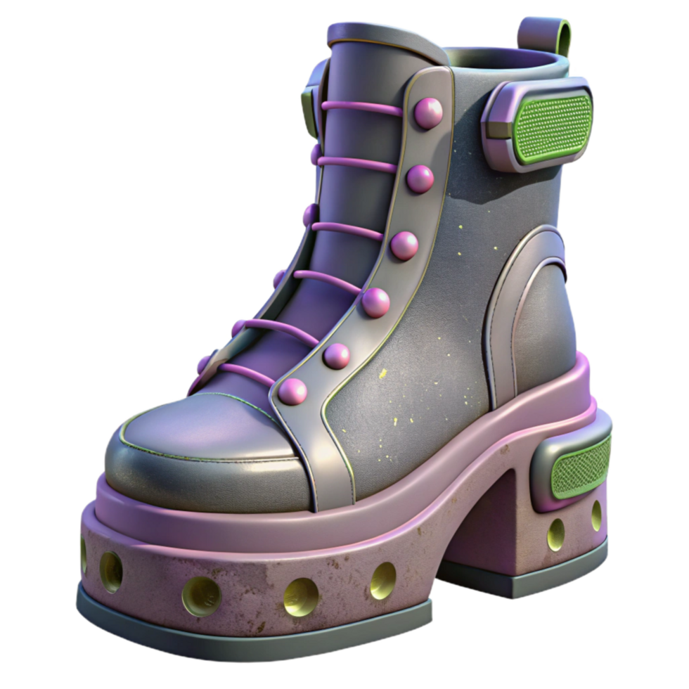 dramatic rustic Cybergoth Platform Boots Side View Cutout Transparent Background professional png
