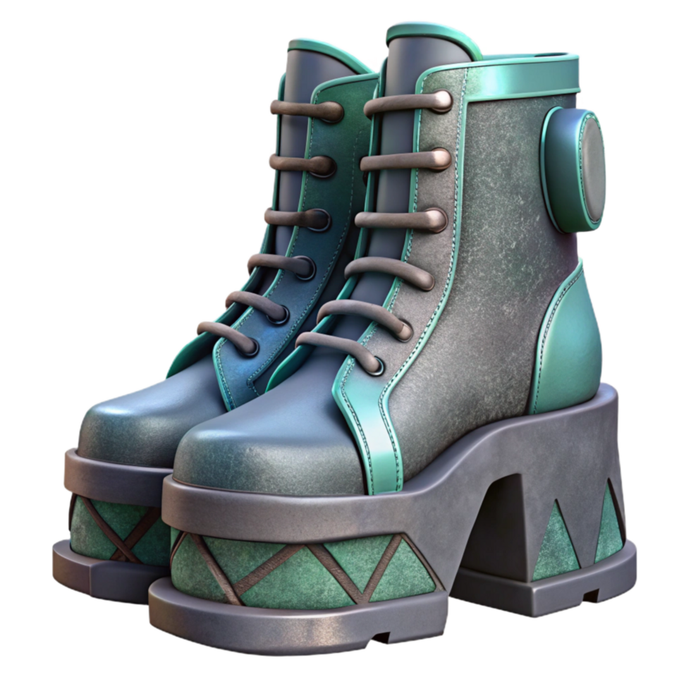 extraordinary creative Cybergoth Platform Boots Side View Cutout Transparent Background png