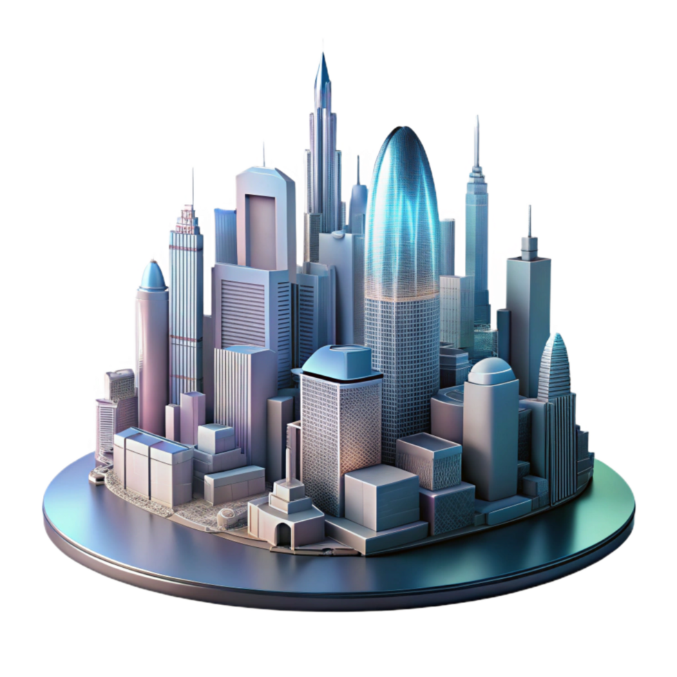 serene traditional Cyberpunk Cityscape Silhouette Transparent Background authentic png