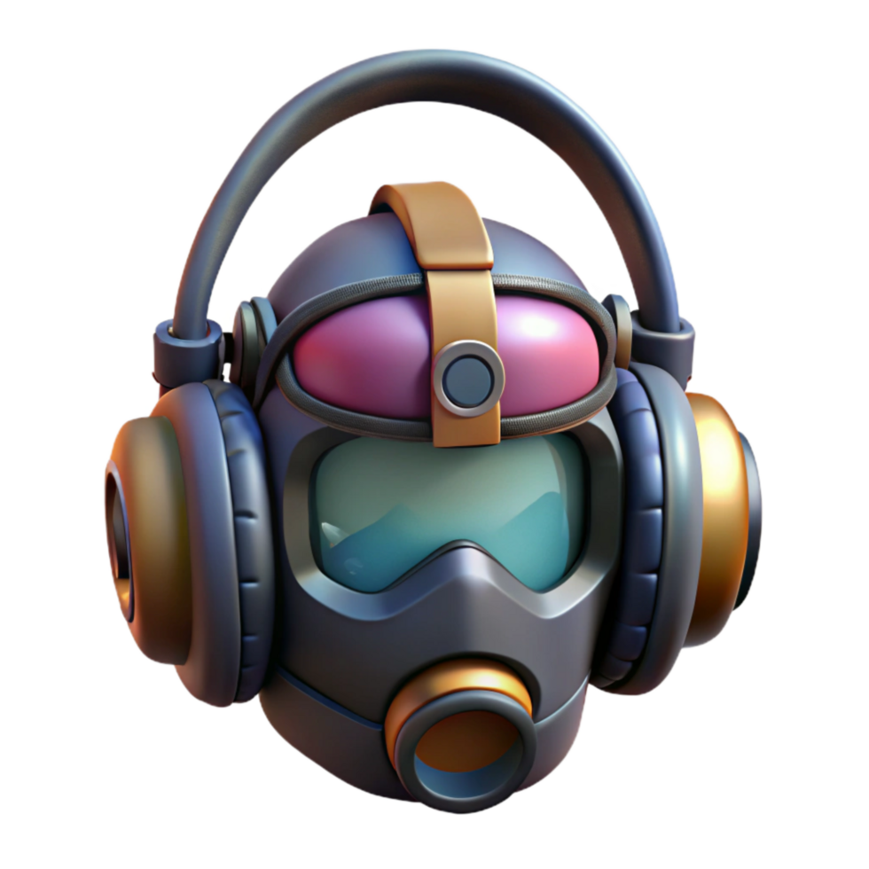 stunning artistic Cyberpunk Headset Isolated Front View authentic png