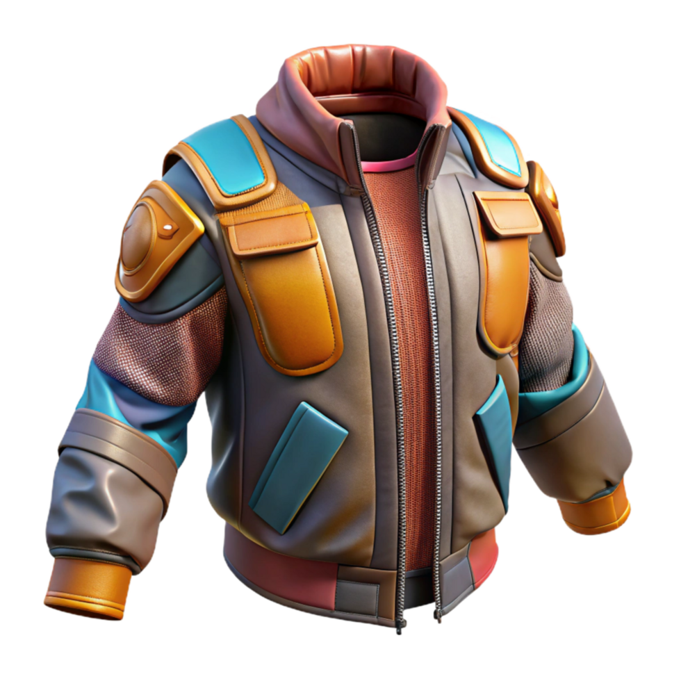 impressive minimalist Cyberpunk Jacket Detachable Sleeves Isolated png