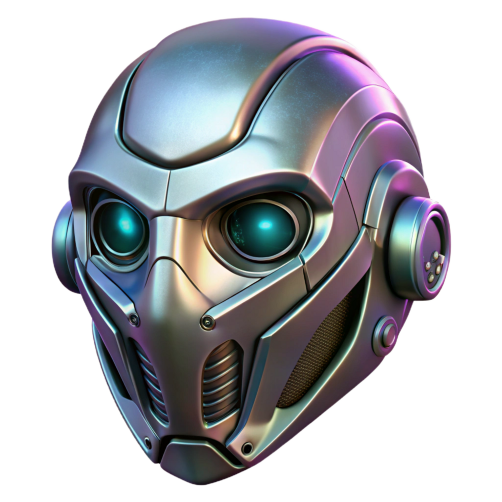 magnificent artistic Cyberpunk Mask Chrome Finish Cutout Transparent Background high quality png