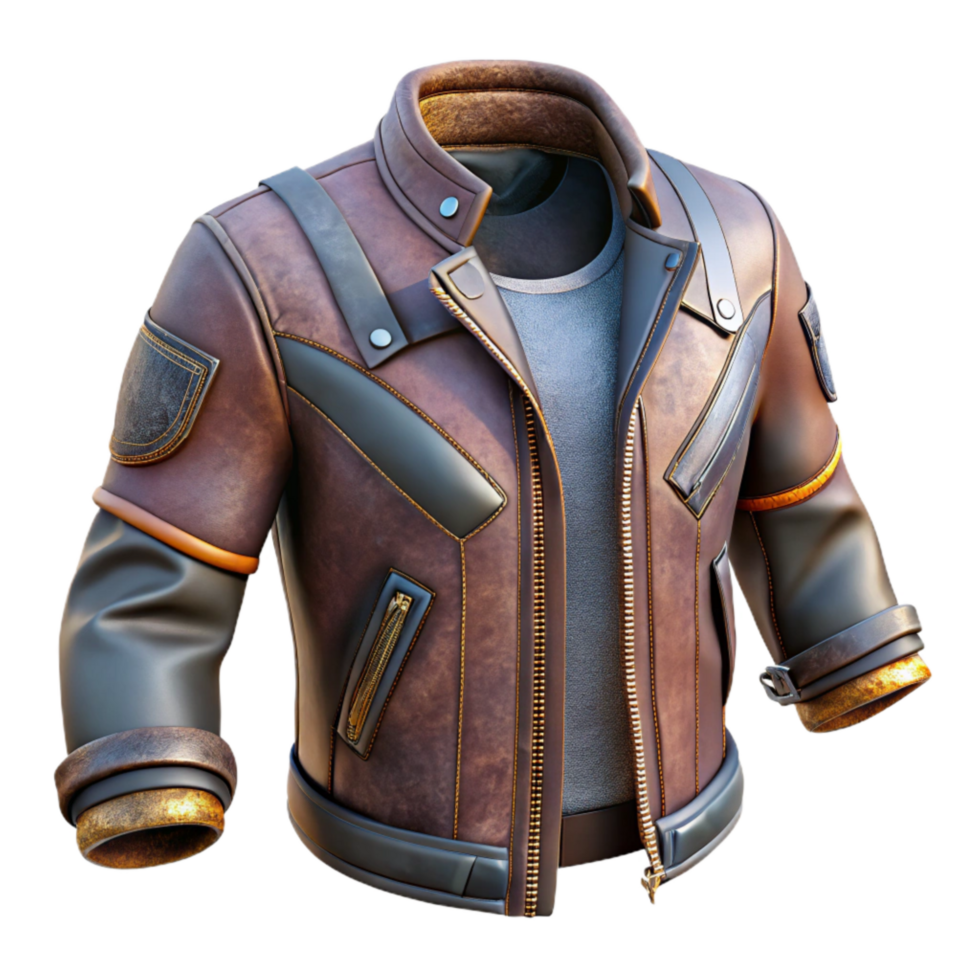 beautiful artistic Cyberpunk Jacket Leather Texture Isolated Element authentic png
