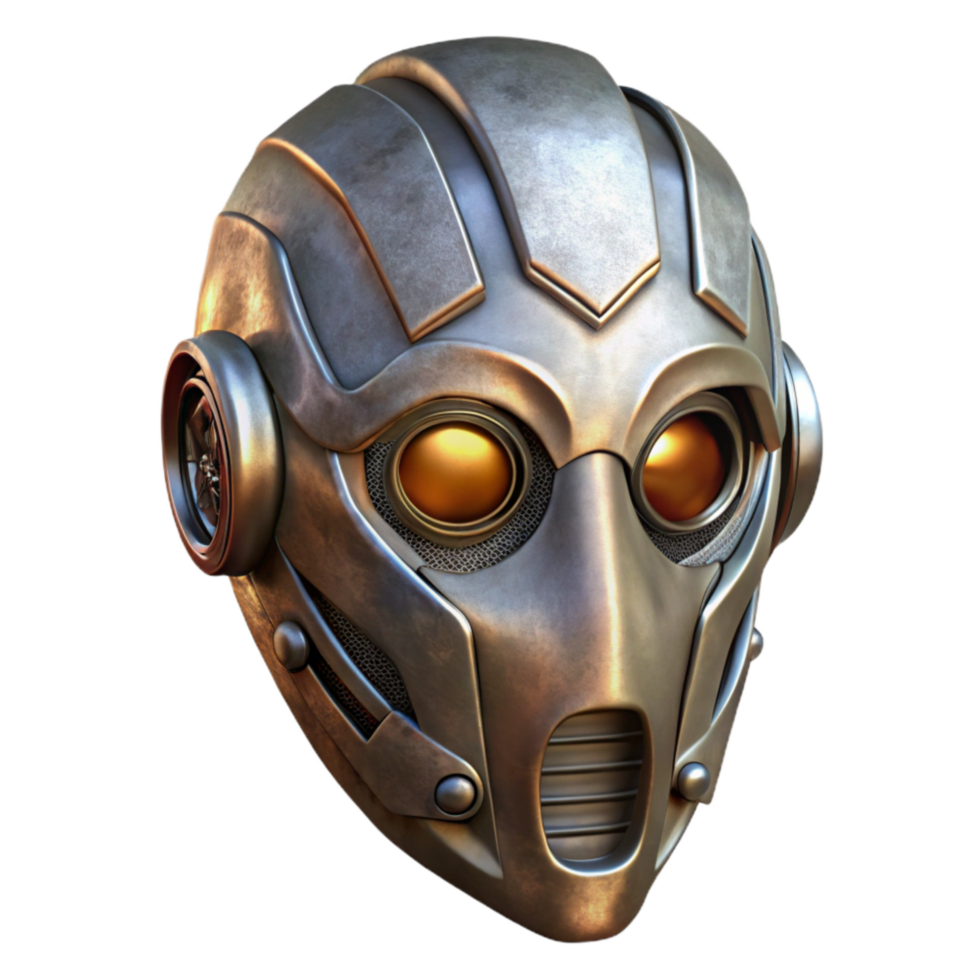 vibrant classic Cyberpunk Mask Metallic Finish Isolated Element high quality png