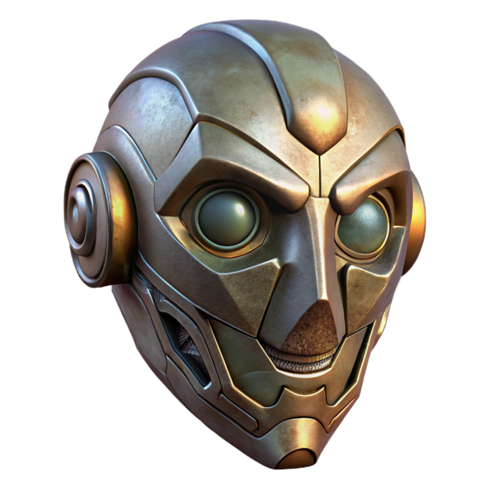 impressive rustic Cyberpunk Mask Metallic Finish Isolated Element high resolution png