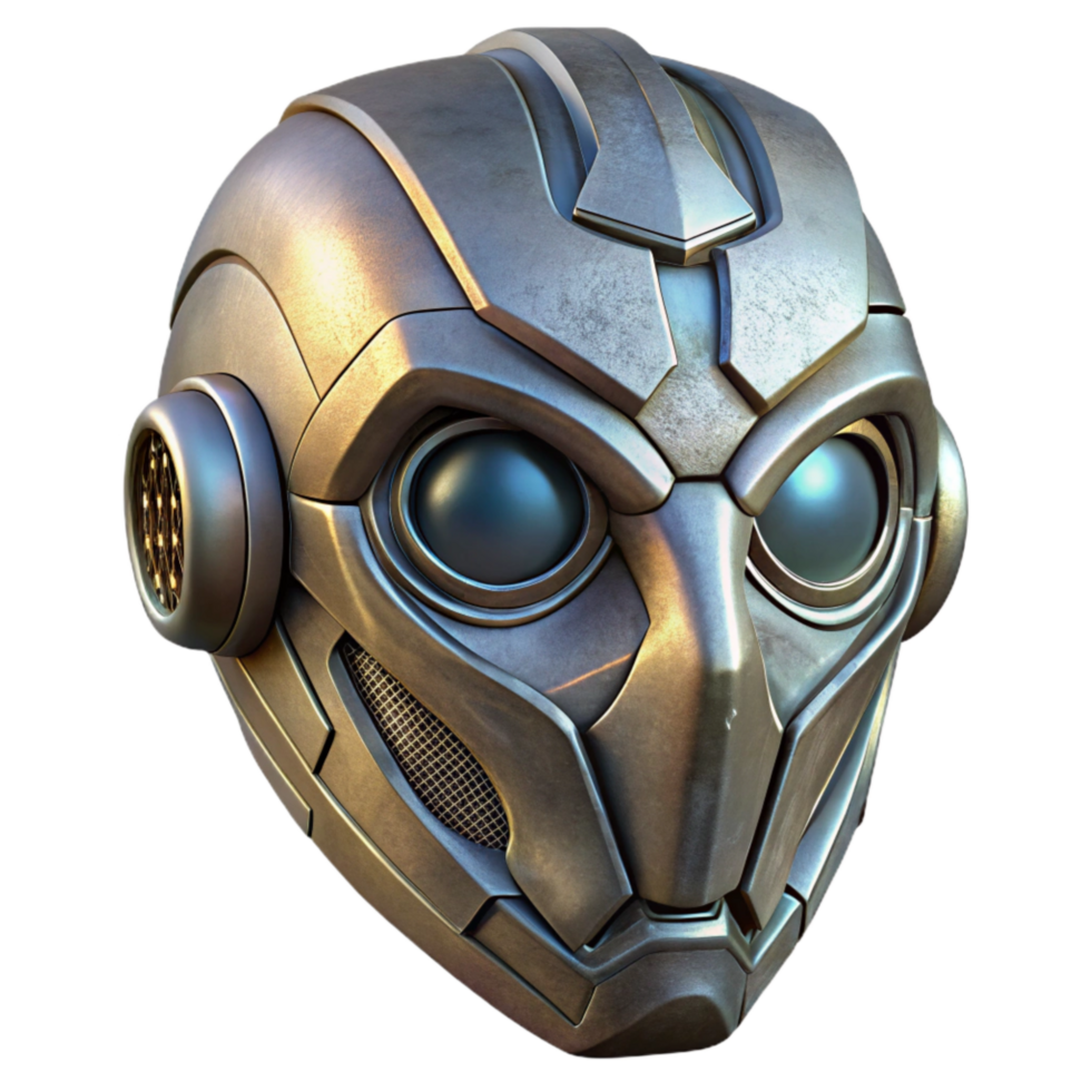 beautiful artistic Cyberpunk Mask Metallic Finish Isolated Element exclusive png