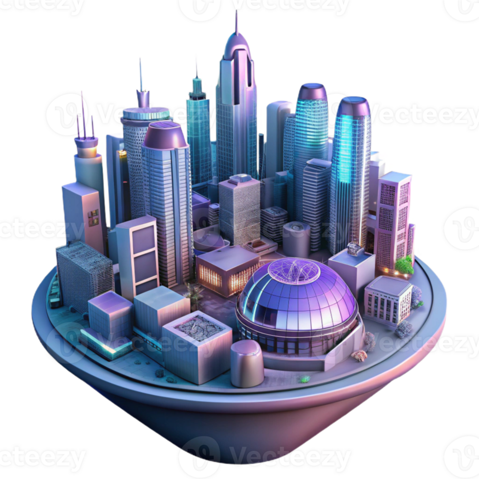 vibrant abstract Cyberpunk Vr Cityscape Transparent Background authentic png