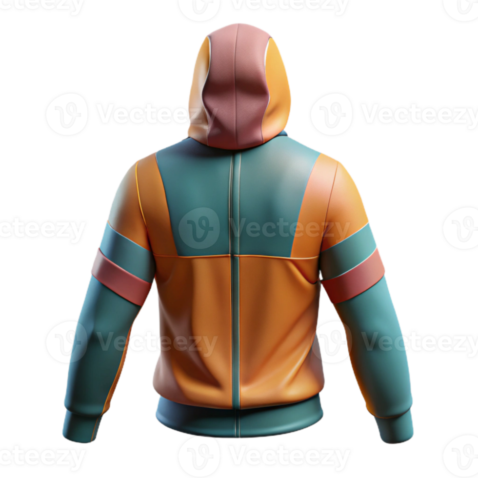 magnificent minimalist Cycling Jacket with Hood Back View Isolated png